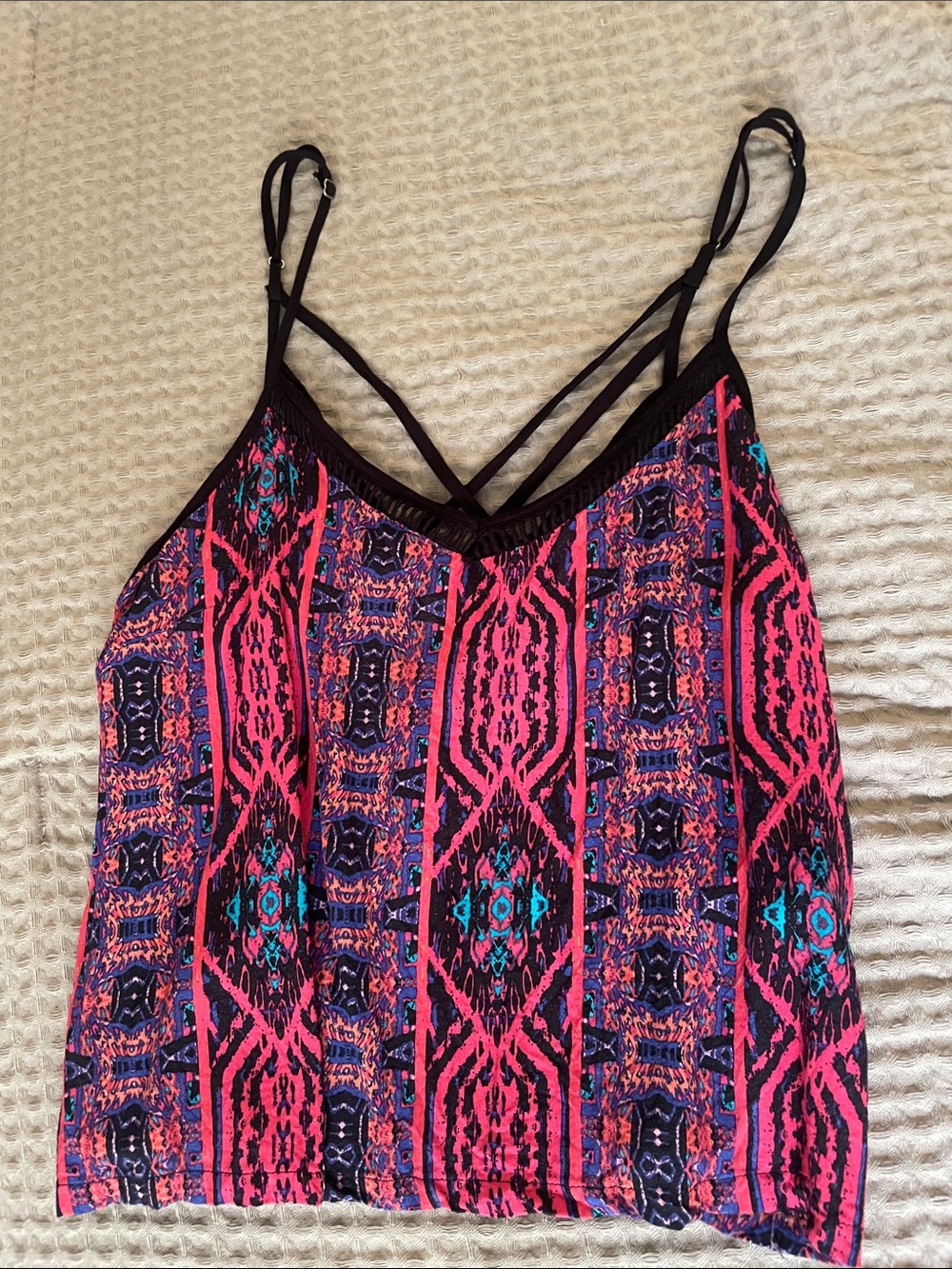 Forever 21 Pink & Blue Strappy Printed Cami